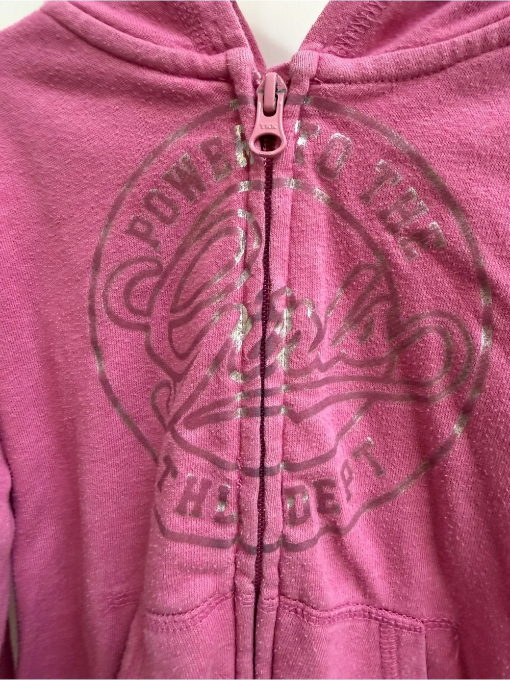 The Children's Place Girls XS 4 Pink Zip-Up Hoodie Power to the Girls